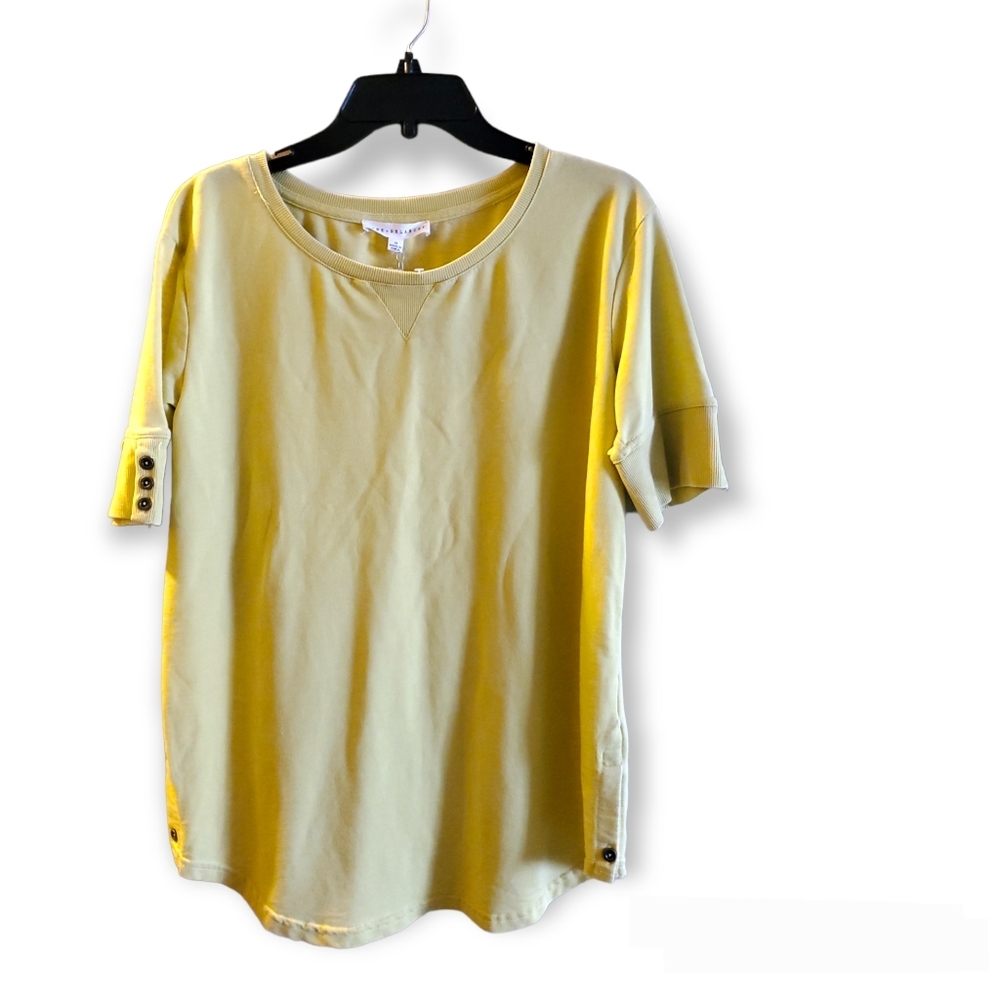 𝅺Jane + Delancey Medium vintage look light yellow blouses top